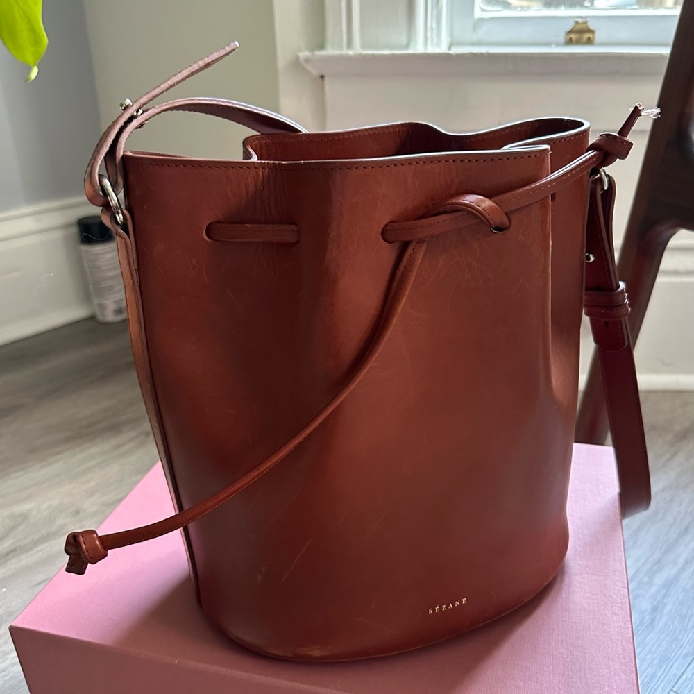 Sezane farrow bucket bag - Smooth heritage chocolate
